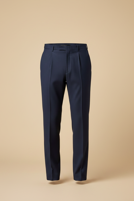 Pantalon À Pince Bleu Marine Plissé Homme Élégant - Gabardine - vue 3