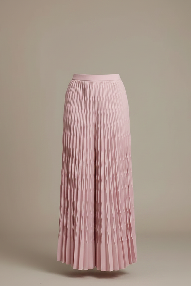 Pantalon À Pince Rose Plissé Fluide Ample Femme - Polyester - vue 3
