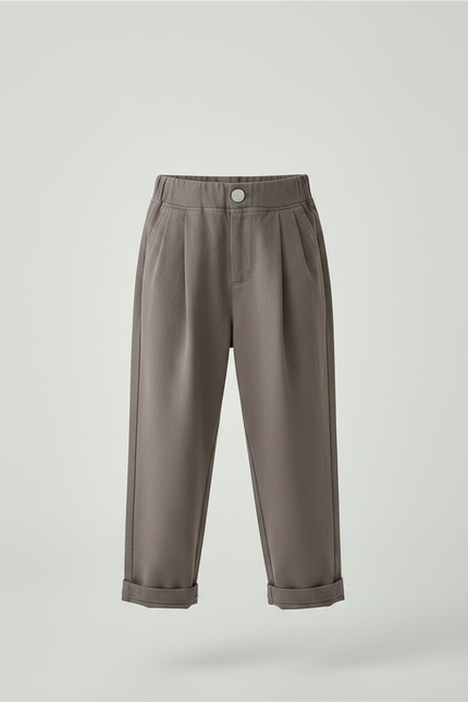 Pantalon À Pince Gris Ample Décontracté Enfant Coton - Molleton - vue 3