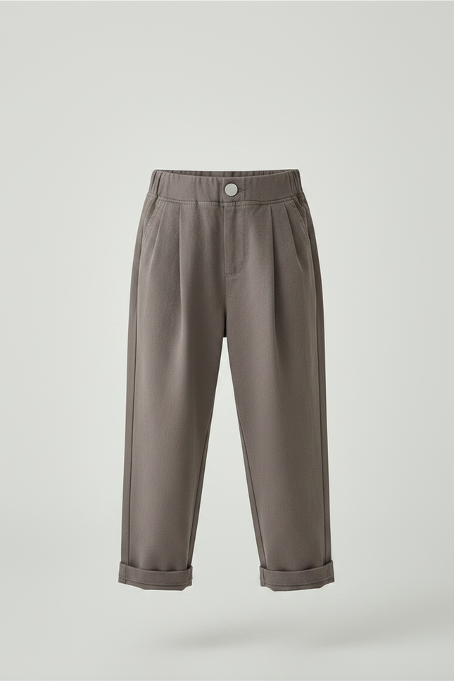 Pantalon À Pince Gris Ample Décontracté Enfant Coton - Molleton - vue 3