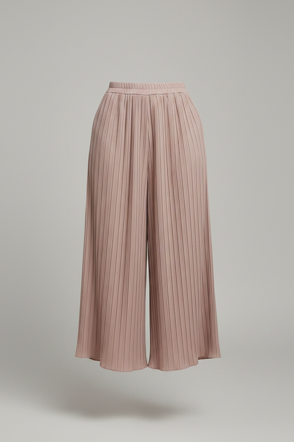 Pantalon À Pince Plissé Fluide Rose Ample Casual - Polyester - vue 3