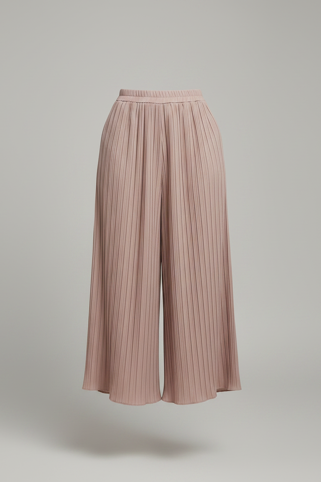 Pantalon À Pince Plissé Fluide Rose Ample Casual - Polyester - vue 3