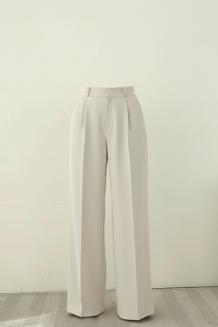Pantalon À Pince Beige Ample Plissé Taille Haute Élégant - Polyester - vue 3