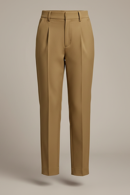 Pantalon À Pince Kaki Droit Taille Haute Élégant - Gabardine - vue 3