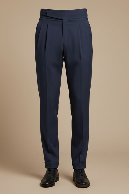 Pantalon À Pince Bleu Marine Plissé Élégant Homme - Gabardine - vue 3