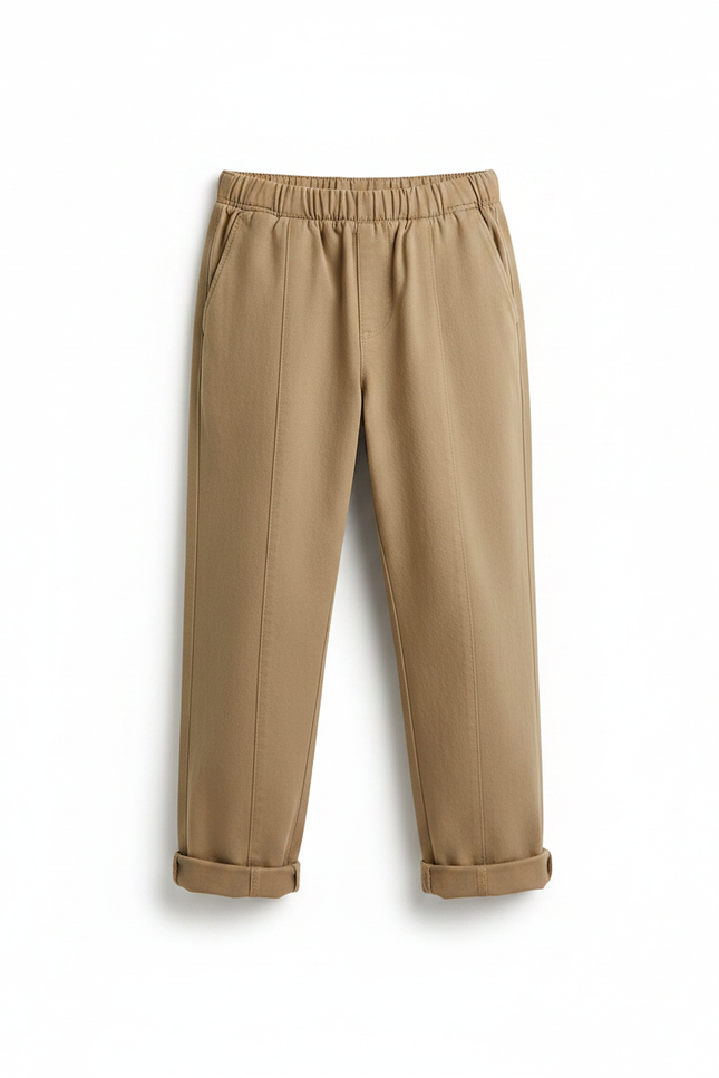 Pantalon À Pince Kaki Ample Coton Enfant Casual - vue 3