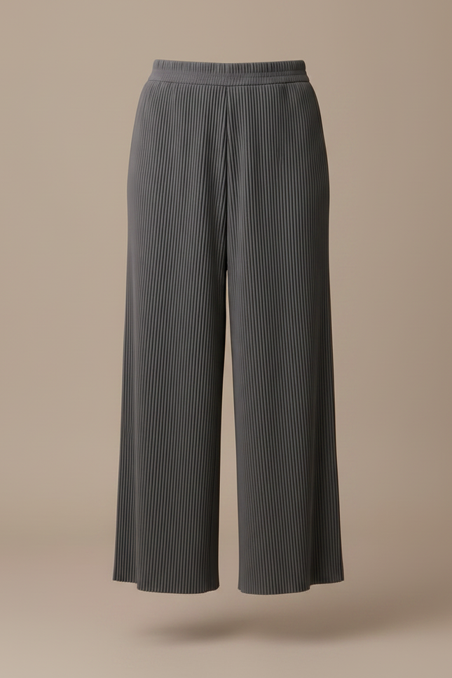 Pantalon À Pince Plissé Gris Fluide Décontracté Femme - Polyester - vue 3