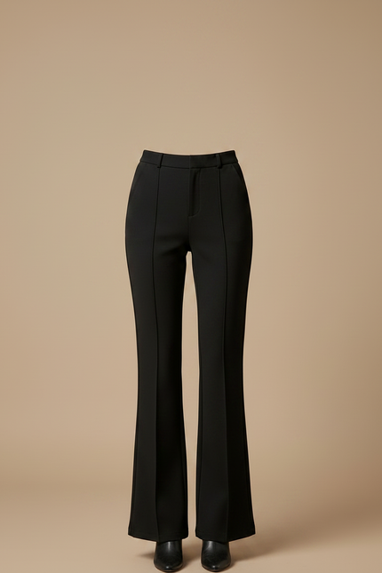 Pantalon À Pince Noir Évasé Taille Haute Élégant Femme - Polyester - vue 3