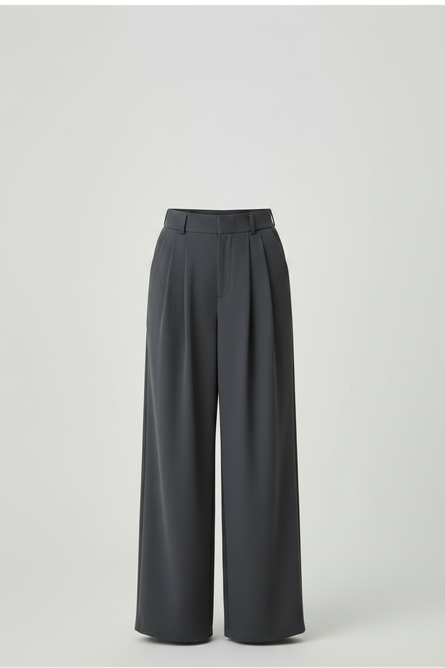Pantalon À Pince Gris Foncé Ample Plissé Fluide Fille - Polyester - vue 3