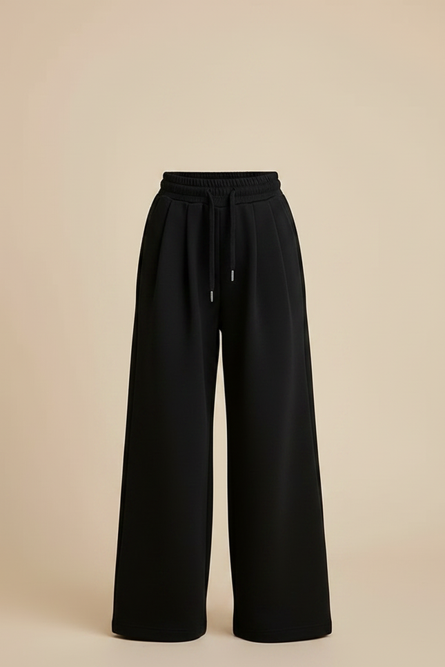 Pantalon À Pince Noir Ample Fluide Décontracté - Molleton - vue 3