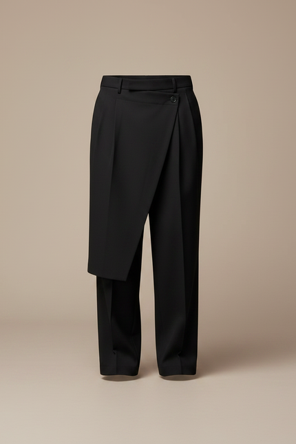 Pantalon À Pince Noir Ample Décontracté Homme Irrégulier - Gabardine - vue 3