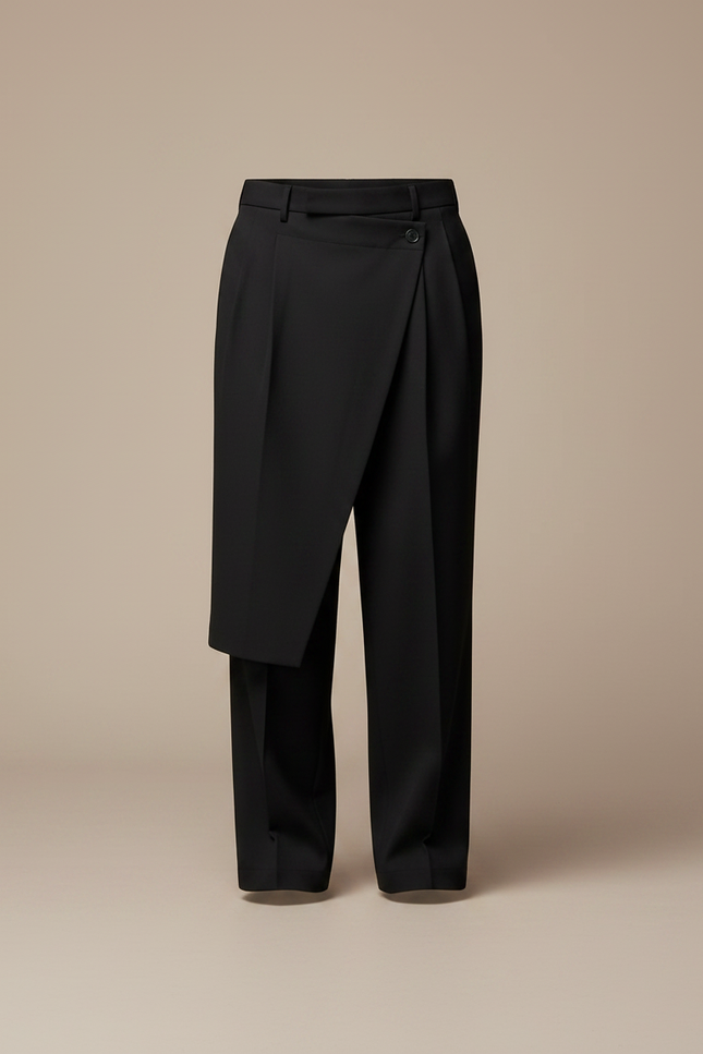 Pantalon À Pince Noir Ample Décontracté Homme Irrégulier - Gabardine - vue 3