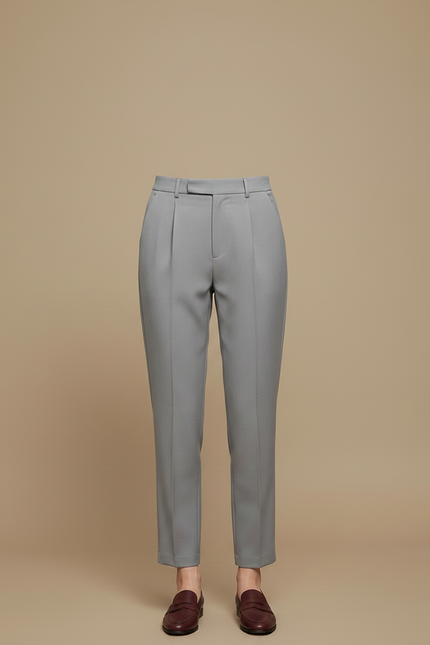 Pantalon À Pince Gris Élégant Fuselé Décontracté Femme - Gabardine - vue 3