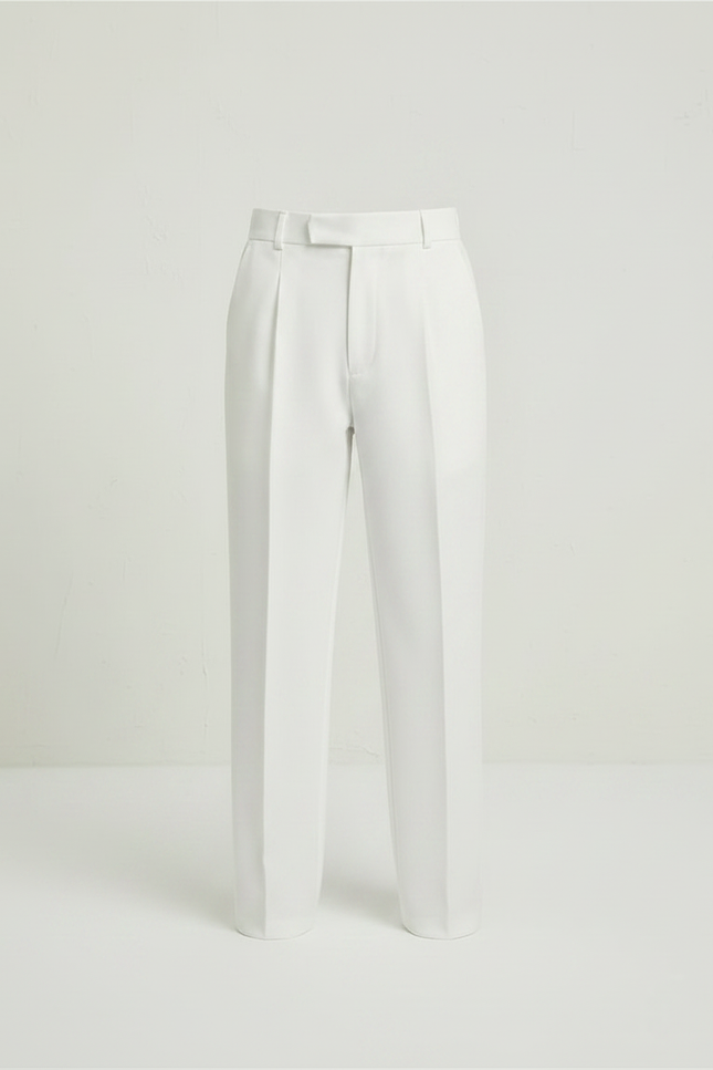 Pantalon À Pince Blanc Droit Élégant Enfant - Gabardine - vue 3