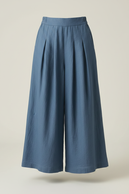 Pantalon À Pince Bleu Coton Ample Fille - Lin - vue 3