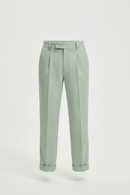 Pantalon À Pince Vert Menthe Droit Plissé Garçon Élégant - Gabardine - vue 3