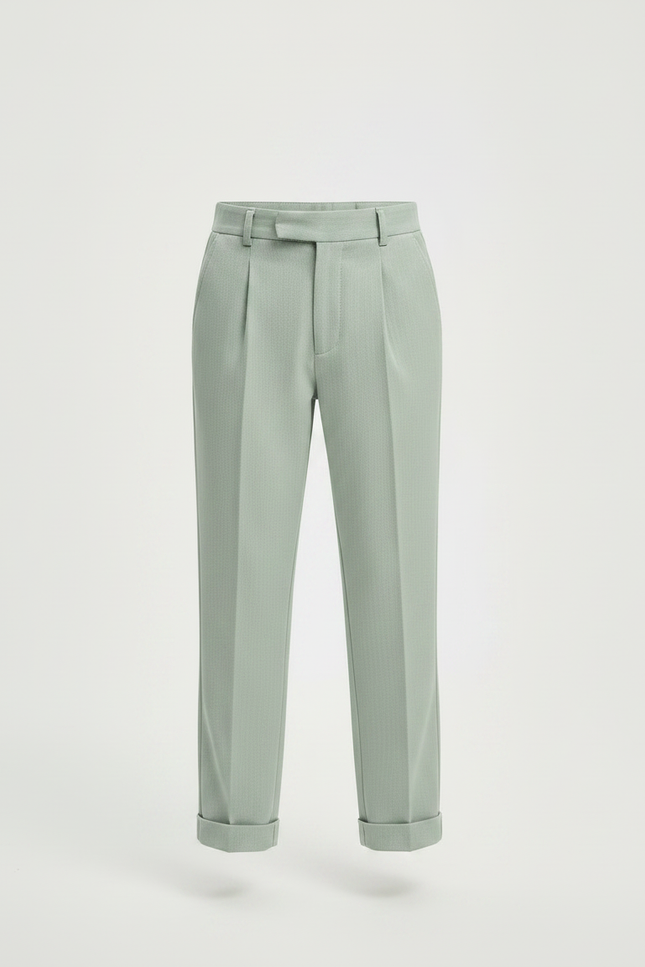 Pantalon À Pince Vert Menthe Droit Plissé Garçon Élégant - Gabardine - vue 3