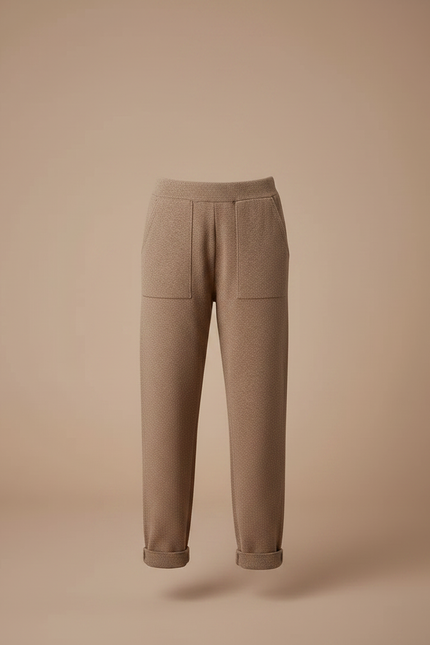 Pantalon À Pince Marron Texturé Harem Enfant - Maille - vue 3