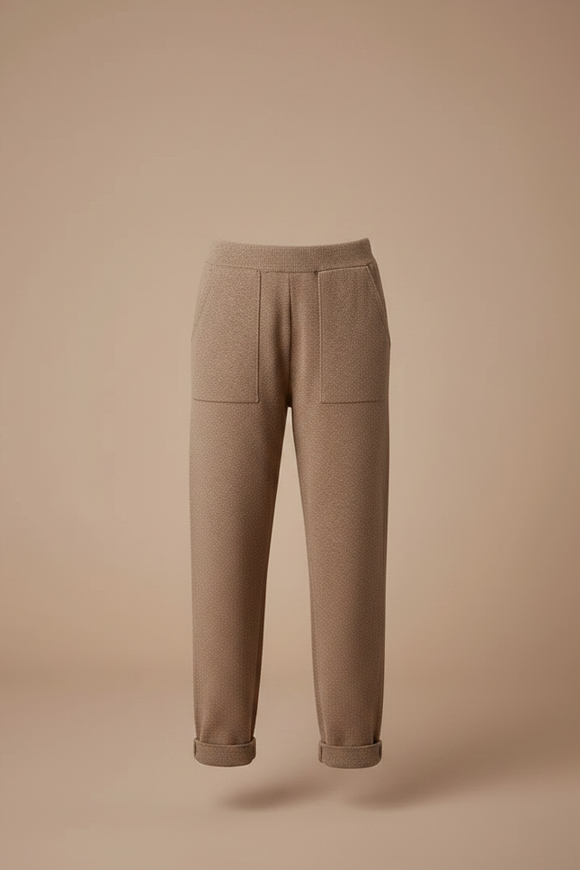 Pantalon À Pince Marron Texturé Harem Enfant - Maille - vue 3