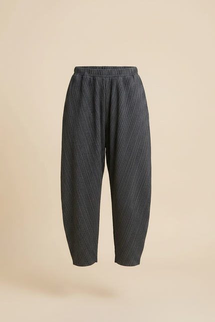 Pantalon À Pince Gris Plissé Ample Décontracté Enfant - Polyester - vue 3