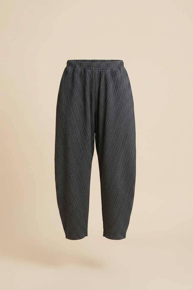 Pantalon À Pince Gris Plissé Ample Décontracté Enfant - Polyester - vue 3