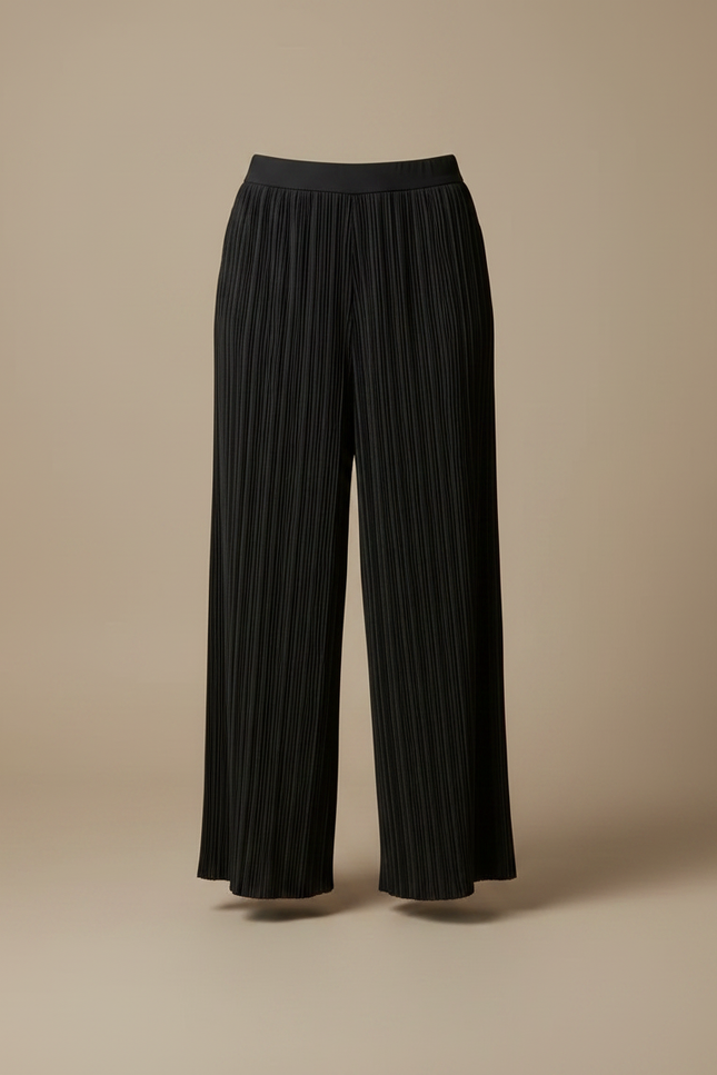Pantalon À Pince Noir Plissé Fluide Élégant Femme - Polyester - vue 3