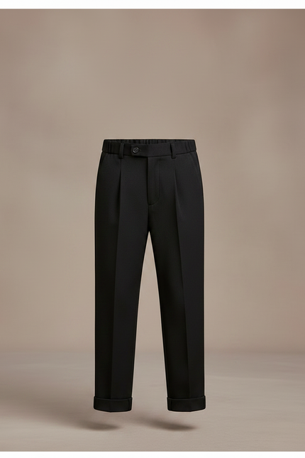 Pantalon À Pince Noir Élégant Plissé Enfant - Gabardine - vue 3