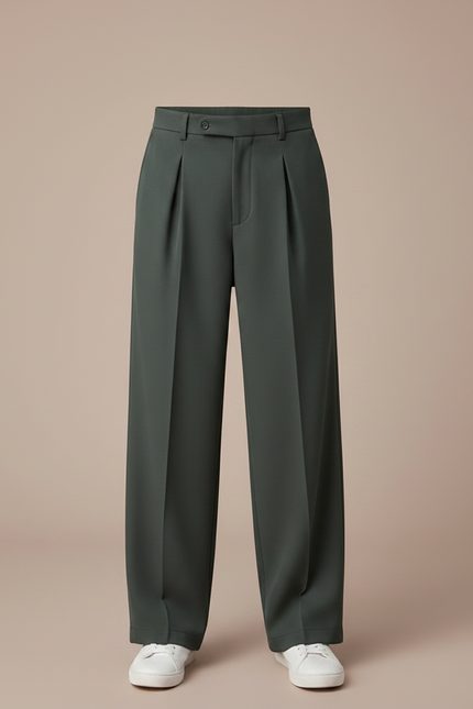 Pantalon À Pince Droit Plissé Vert Garçon Élégant - Polyester - vue 3