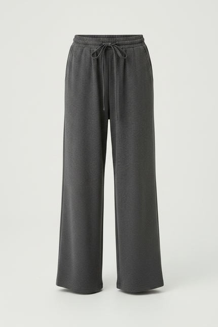 Pantalon À Pince Gris Foncé Droit Ample Décontracté Femme - Molleton - vue 3
