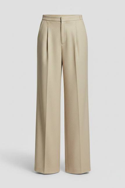 Pantalon À Pince Beige Ample Plissé Hiver - Laine - vue 3