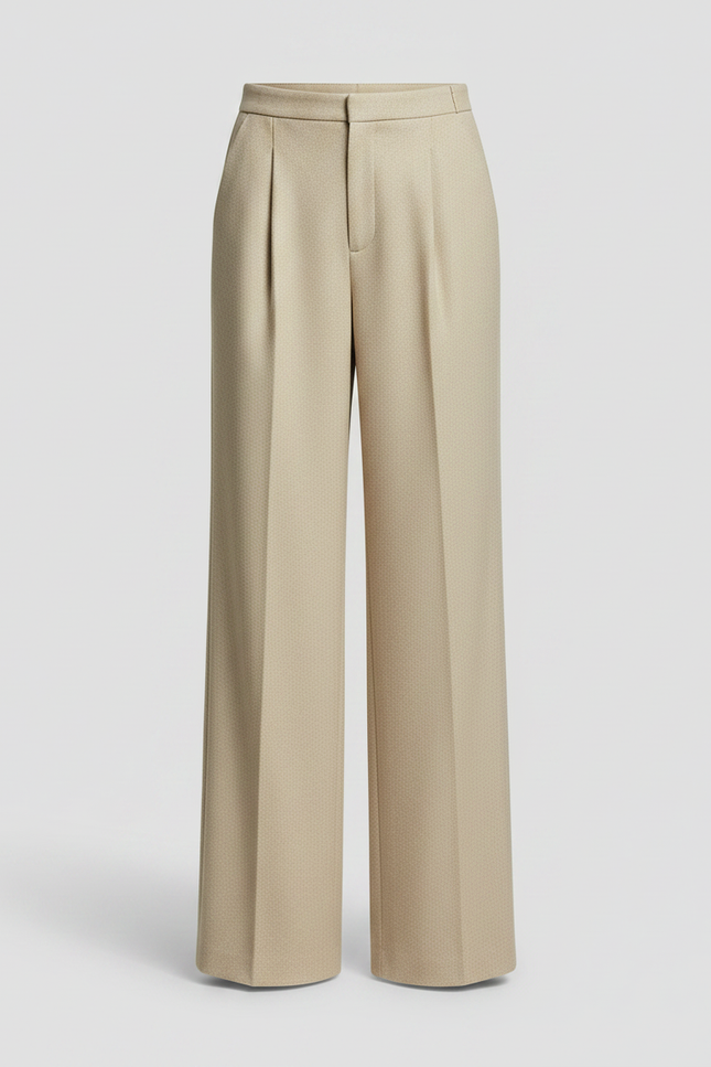 Pantalon À Pince Beige Ample Plissé Hiver - Laine - vue 3