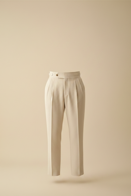 Pantalon À Pince Coupe Droite Homme - Beige Gabardine - vue 3