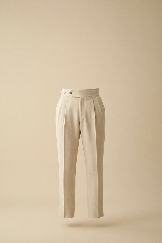 Pantalon À Pince Coupe Droite Homme - Beige Gabardine - vue 3