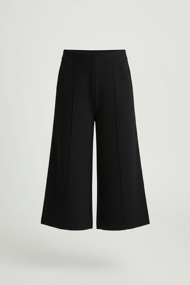 Pantalon À Pince Noir Ample Large Fille - Maille - vue 3