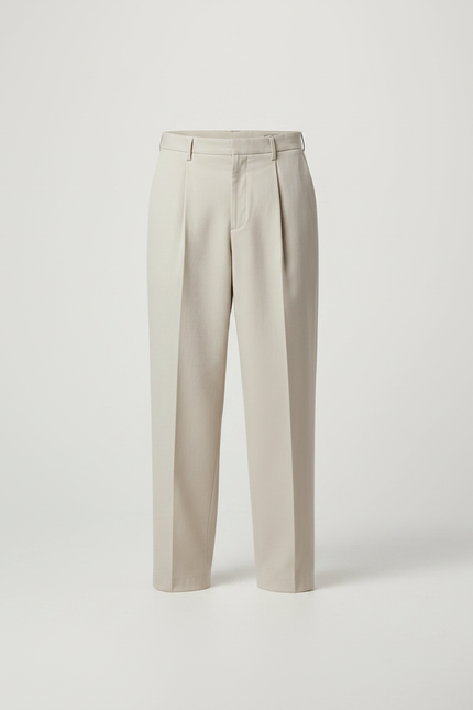 Pantalon À Pince Beige Ample Plissé Décontracté Homme - Gabardine - vue 3