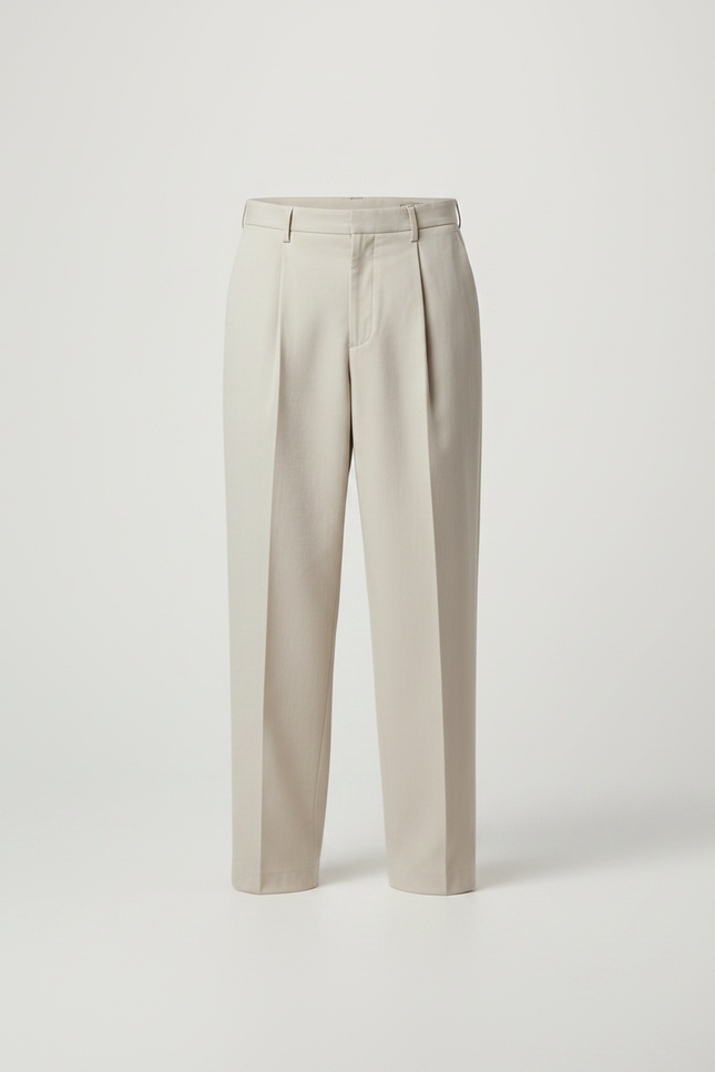 Pantalon À Pince Beige Ample Plissé Décontracté Homme - Gabardine - vue 3