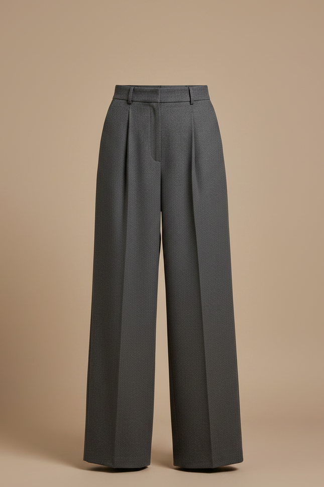 Pantalon À Pince Gris Ample Plissé Élégant Femme - Gabardine - vue 3