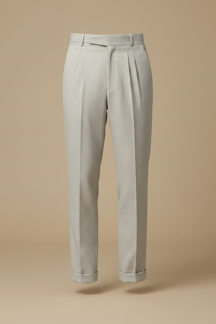 Pantalon À Pince Gris Clair Plissé Ajustable Élégant Décontracté - Gabardine - vue 3