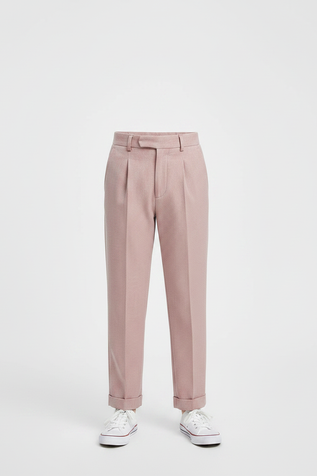 Pantalon À Pince Rose Plissé Droit Garçon Élégant - Gabardine - vue 3