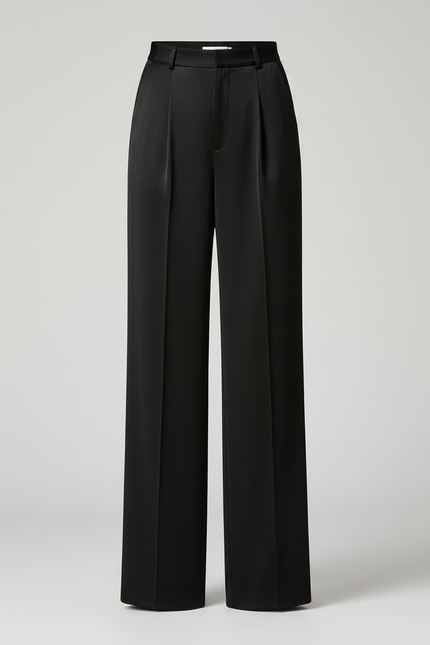 Pantalon À Pince Noir Velours Ample Élégant Femme - vue 3
