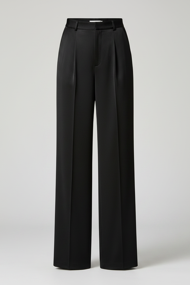Pantalon À Pince Noir Velours Ample Élégant Femme - vue 3