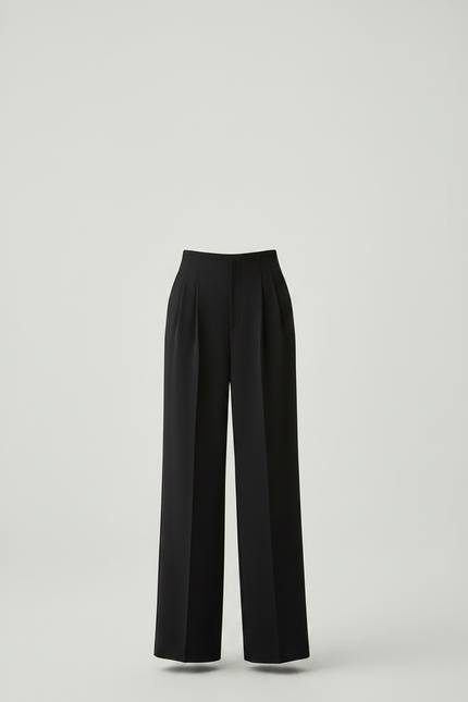 Pantalon À Pince Noir Fluide Ample Élégant Femme - Polyester - vue 3