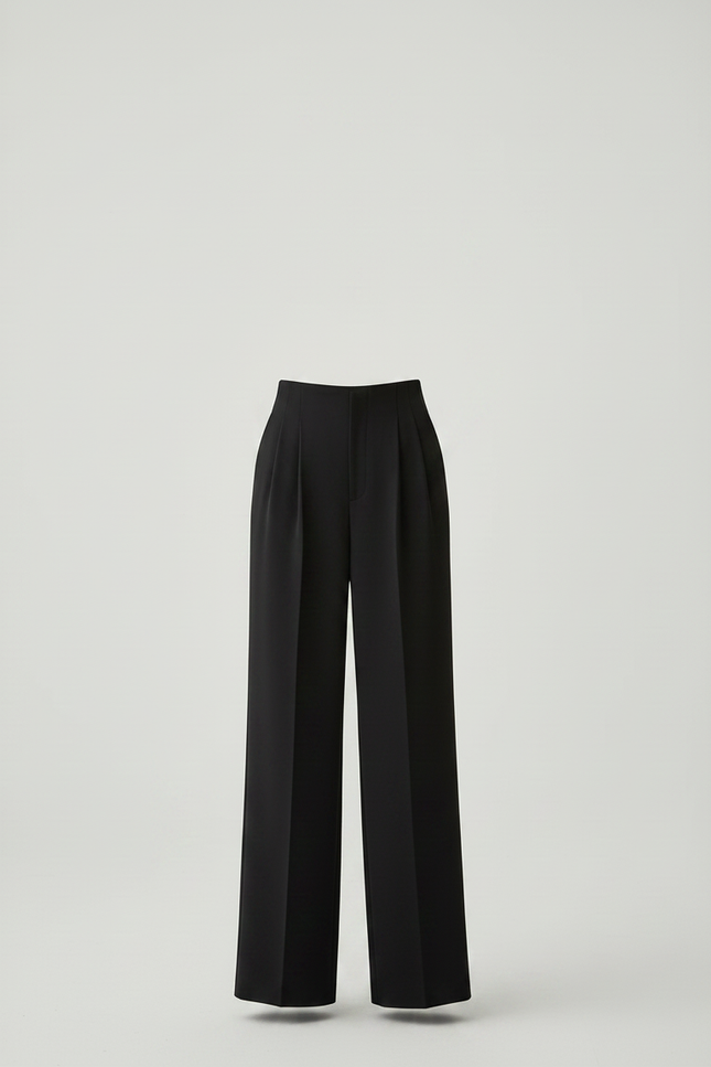 Pantalon À Pince Noir Fluide Ample Élégant Femme - Polyester - vue 3