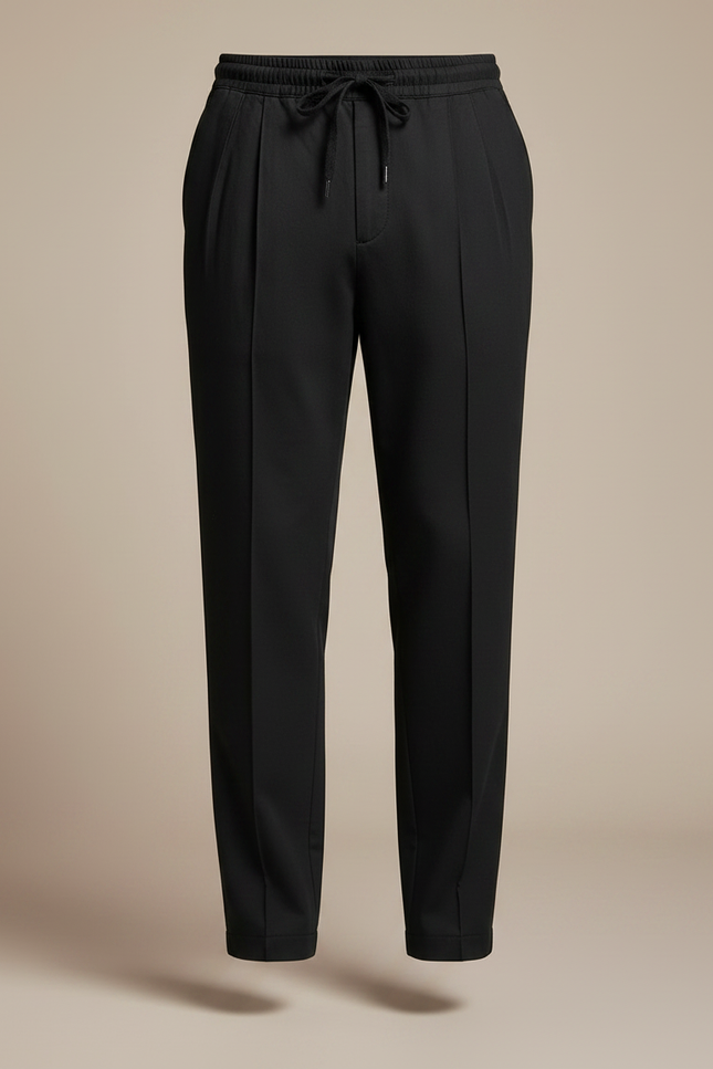 Pantalon À Pince Noir Plissé Décontracté Cordon Homme - Polyester - vue 3