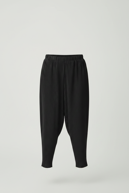 Pantalon À Pince Noir Plissé Ample Décontracté - Polyester - vue 3