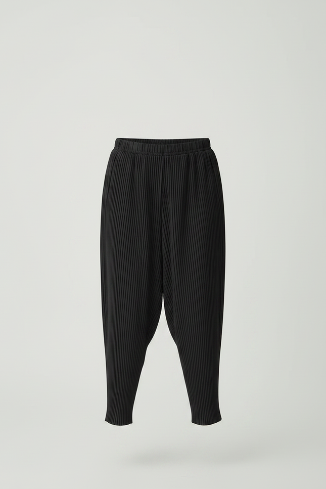 Pantalon À Pince Noir Plissé Ample Décontracté - Polyester - vue 3