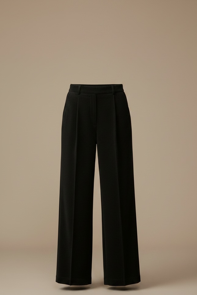 Pantalon À Pince Noir Côtelé Ample Décontracté Femme - Cordé - vue 3