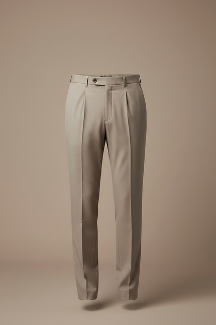 Pantalon À Pince Beige Plissé Slim Élégant Homme - Gabardine - vue 3