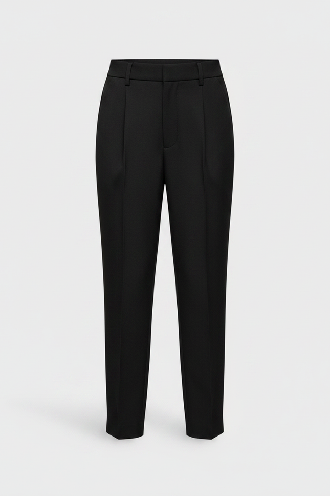 Pantalon À Pince Noir Droit Taille Haute Élégant - Polyester - vue 3