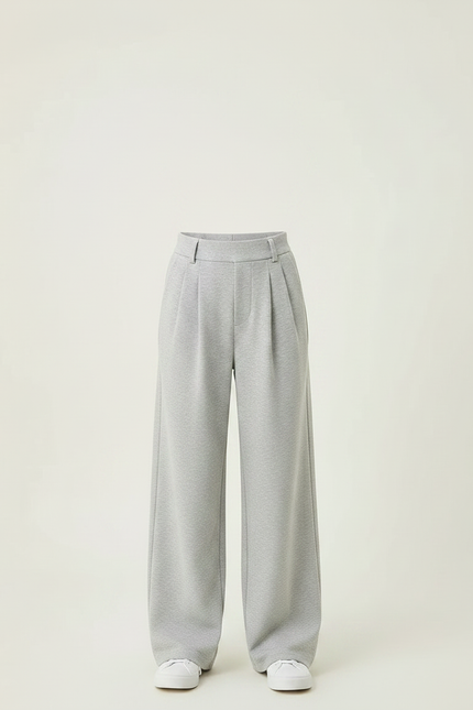 Pantalon À Pince Gris Ample Décontracté Fluide - Molleton - vue 3